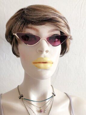 Slim Chrome Cat Eye Sunglasses Berry Purple